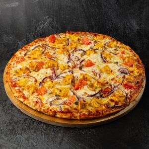 Peri peri chicken pizza with peppers and red onion at Bross Slice and Grill